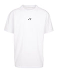 weißes oversized T-SHirt in weiß von vorne mit schwarzem Rollo Socks Label mittig auf der Brust