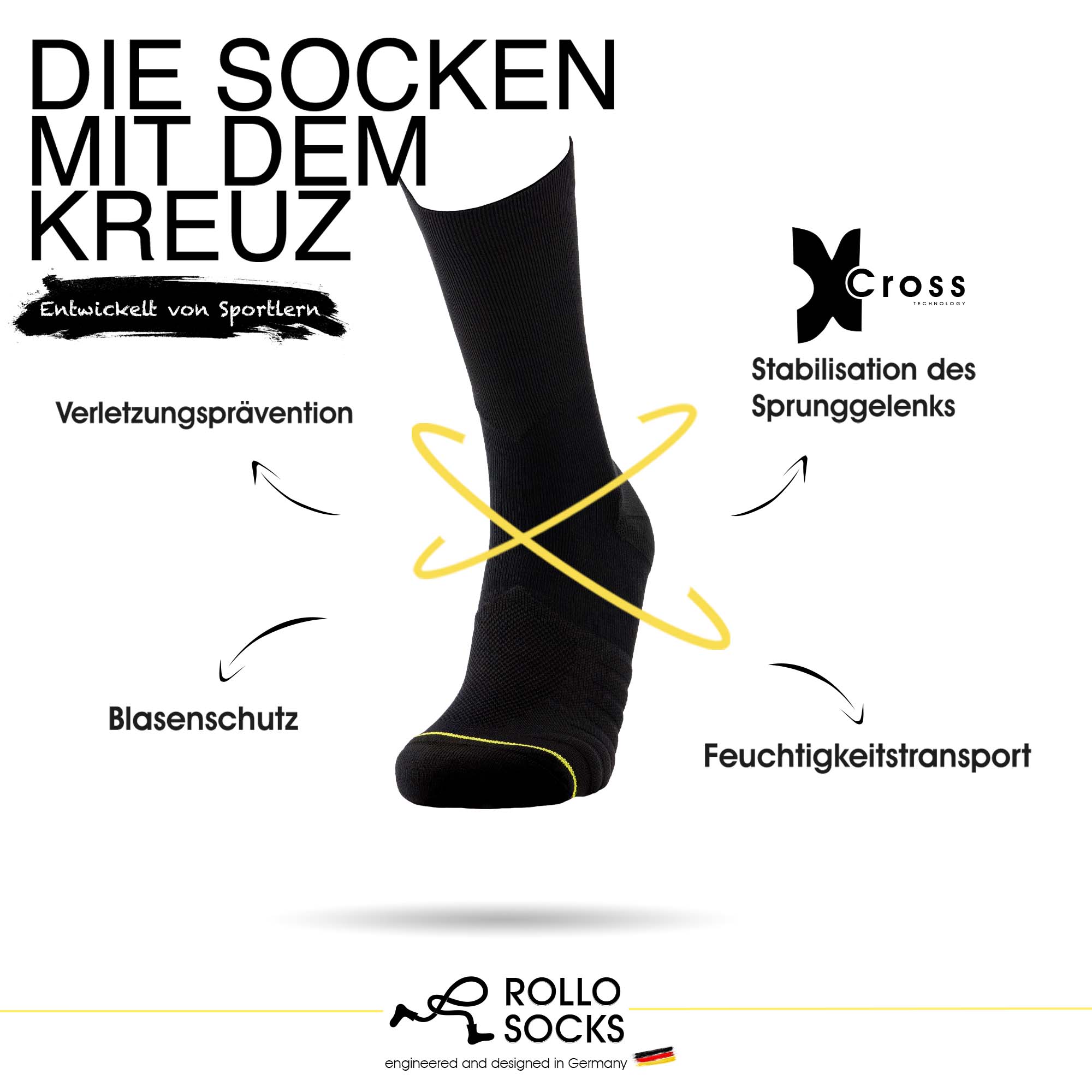 Kreuztechnologie erklärt anhand des All Black Sockens