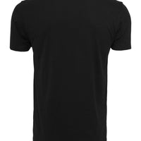 schwarzes basic T-Shirt von hinten