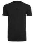 schwarzes basic T-Shirt von vorne mit schwarzem Stay Stable Print mittig auf der Brust