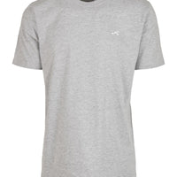 Basic T-Shirt in grau von vorne mit kleinem weißen Rollo Socks Label auf der Brust